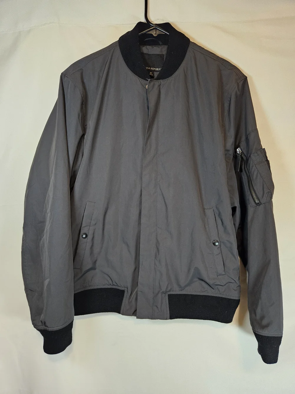 Banana Republic Gray Bomber Jacket with Black Trim